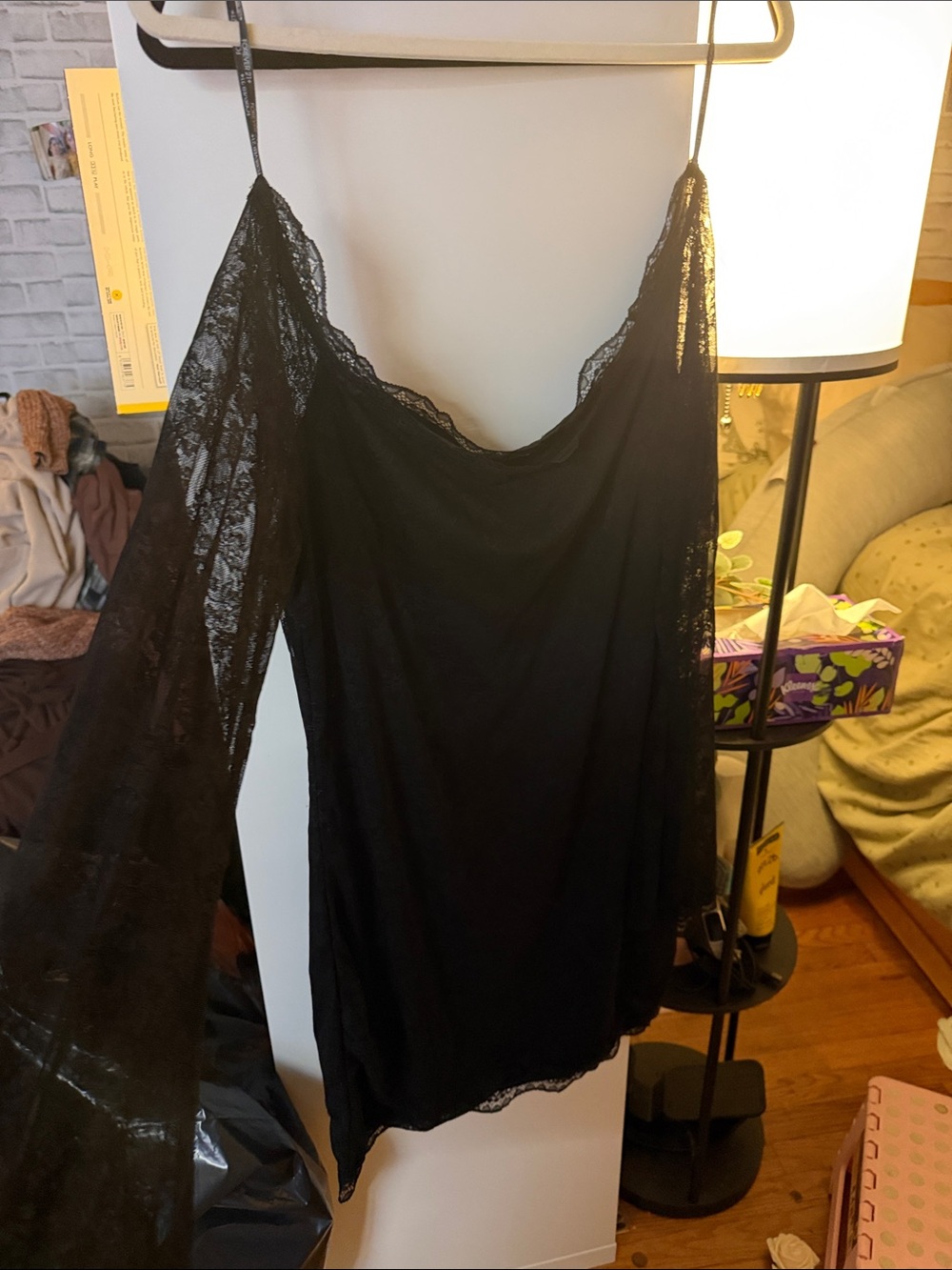 Forever 21 Black Lace-Trim Slip Mini Dress